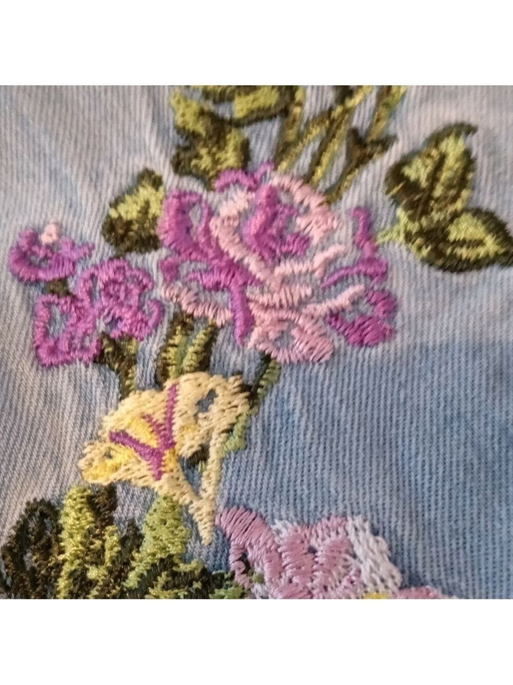 National Embroidered Cotton Denim Patio Dress, Light Blue, Size XL - Picture 4 of 8